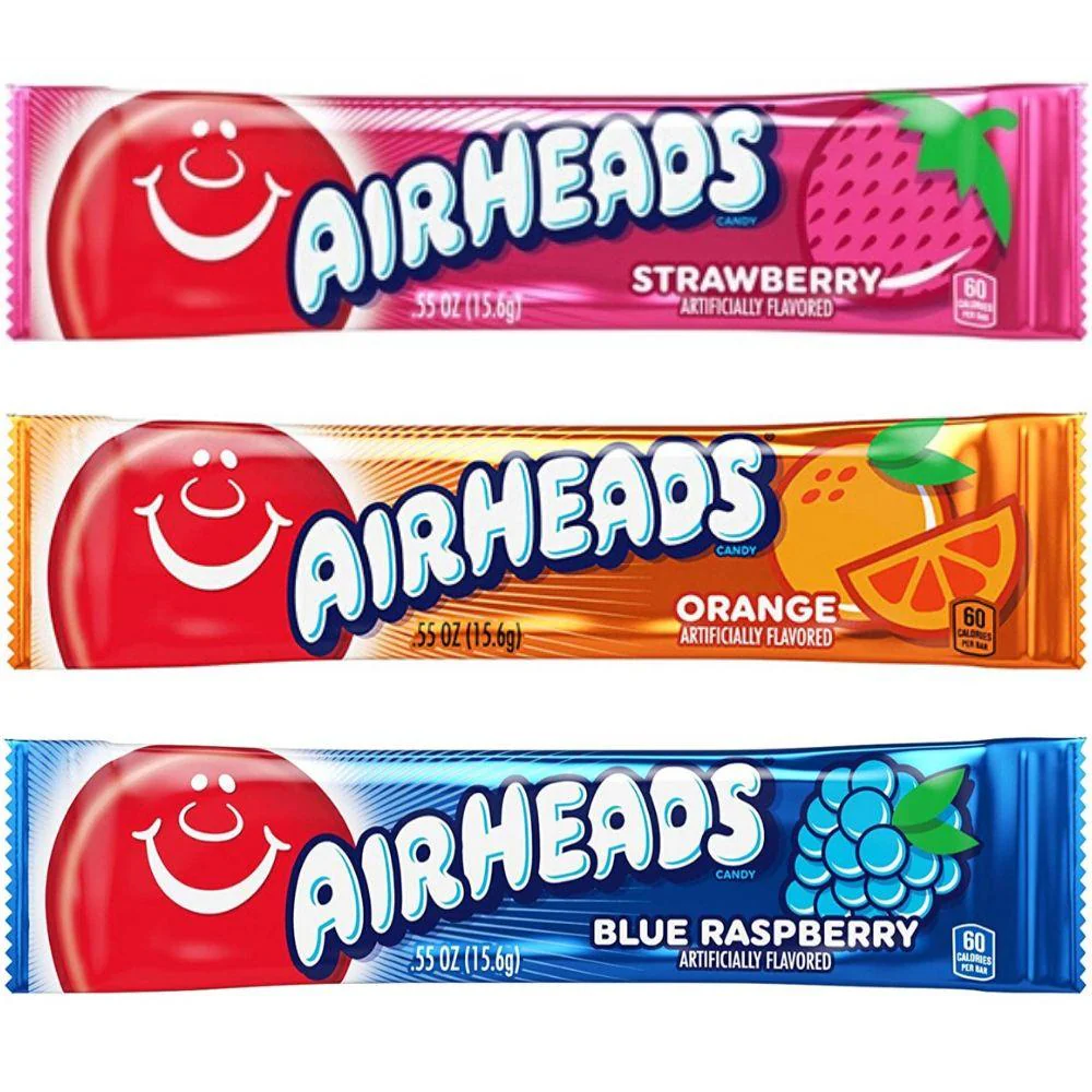 3 Airheads, tre caramelle alla frutta in vari gusti