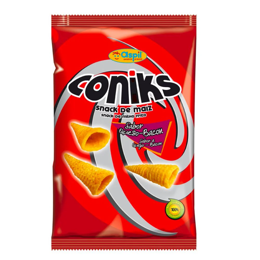 Aspil Coniks, coni di mais al gusto di bacon e formaggio da 40g