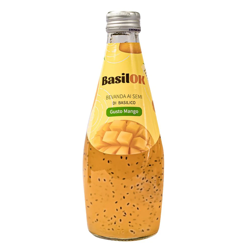 BasilOk Mango, bevanda al gusto di mango con semi di basilico da 290ml