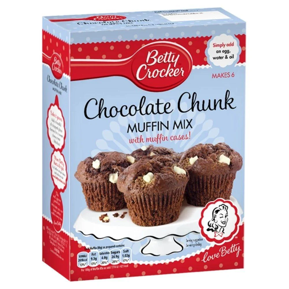 Betty Crocker Muffin Mix Choco Chunk, preparato per muffin al cioccolato da 335g