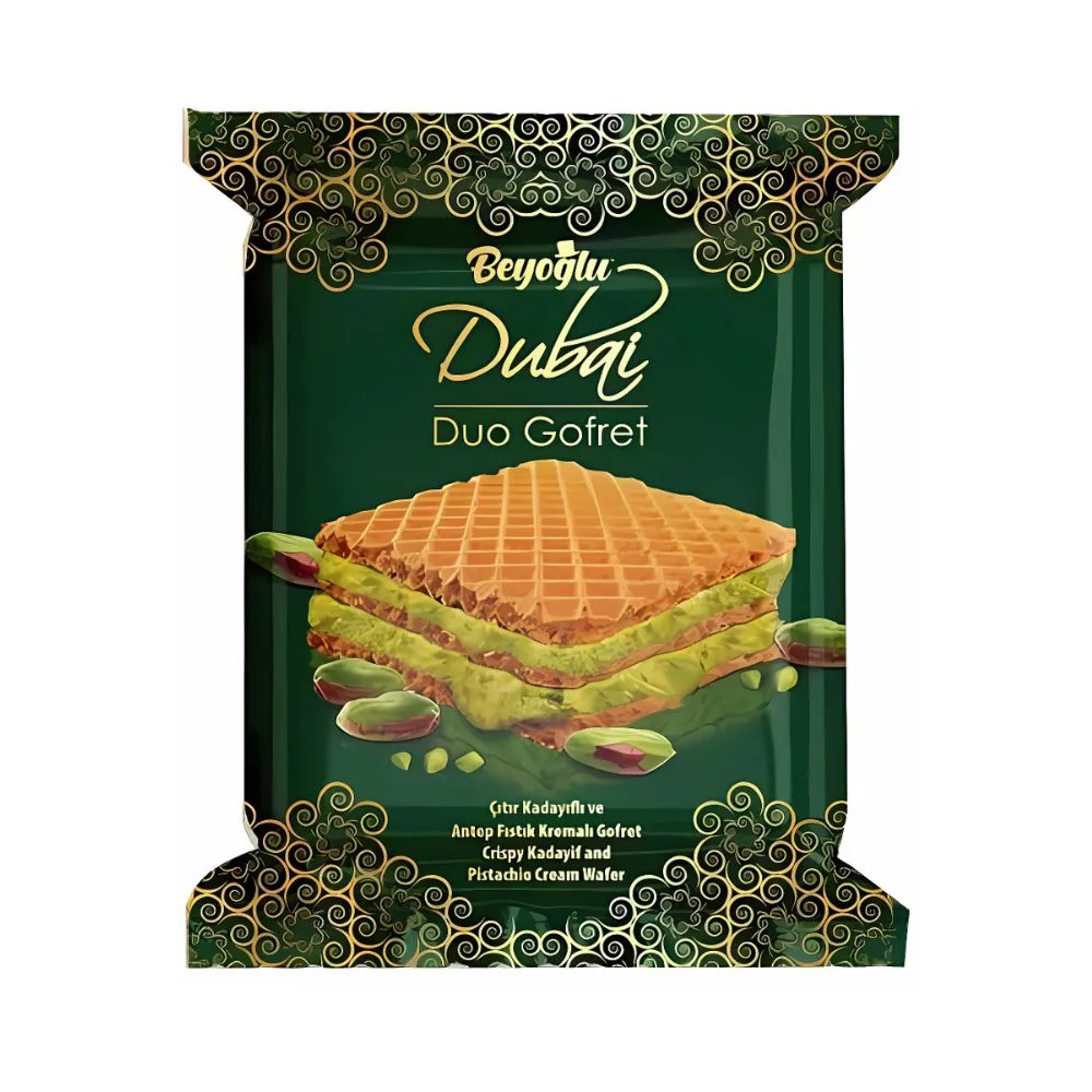Beyoglu Dubai Duo Gofret, wafer con kadayif croccante e crema al pistacchio da 30g