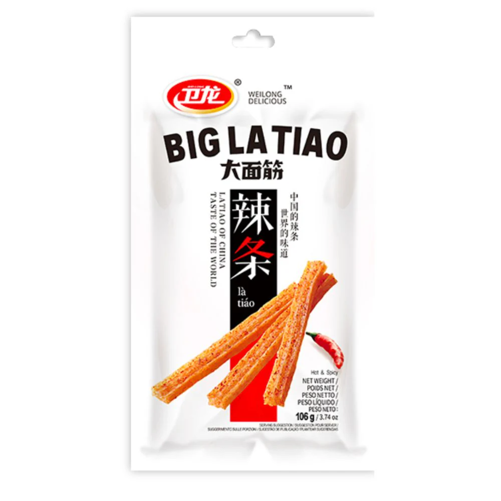 Weilong Big La Tiao, stick di frumento piccante e agrodolce da 106g