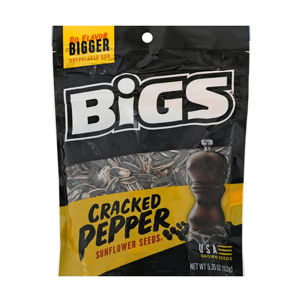 Bigs Sunflower Seeds Sea Salt  & Cracked Black Pepper, semi di girasole sale e pepe da 152g