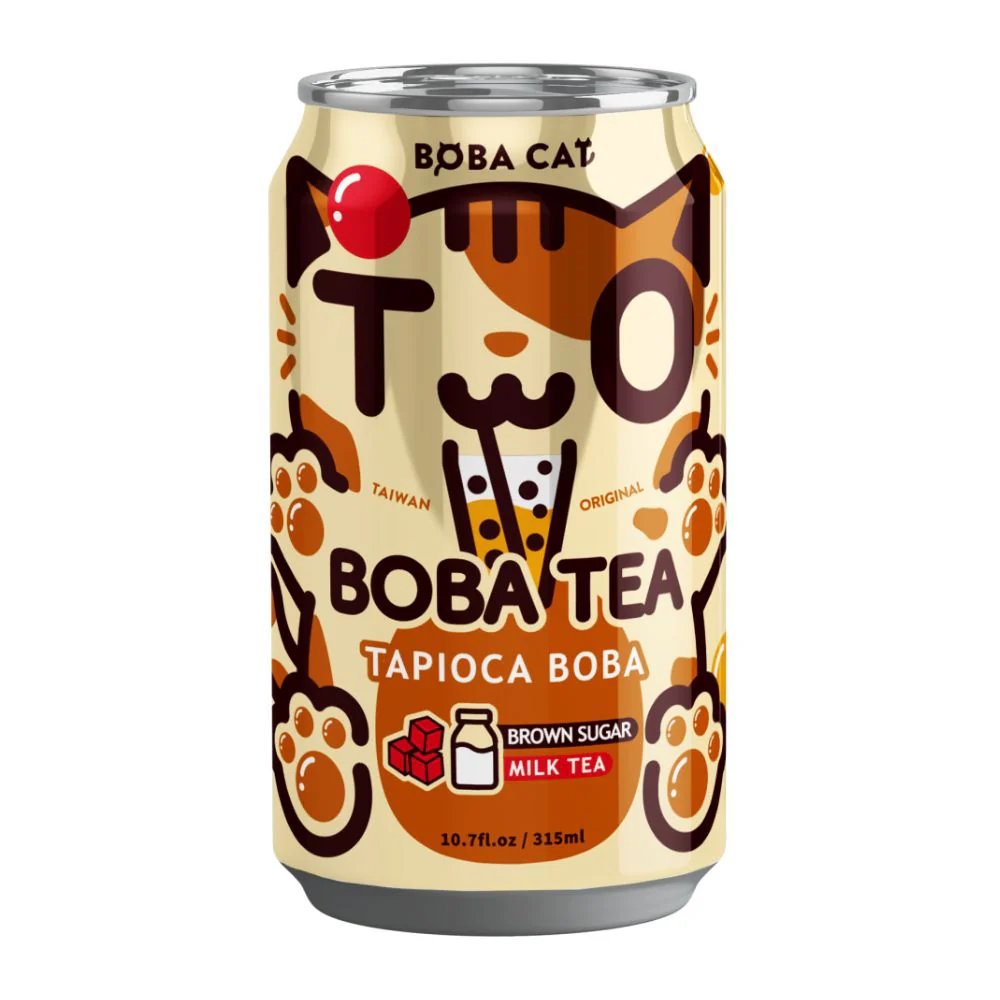 Boba Cat Brown Sugar and Milk Tea, bubble tea al latte con zucchero di canna da 315ml