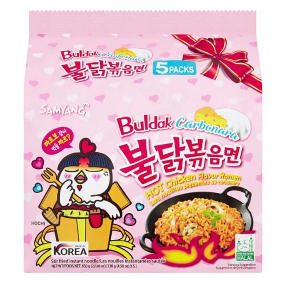 Buldak Carbonara Hot Chicken Flavor Ramen, 5 porzioni di ramen al gusto di carbonara da 675g