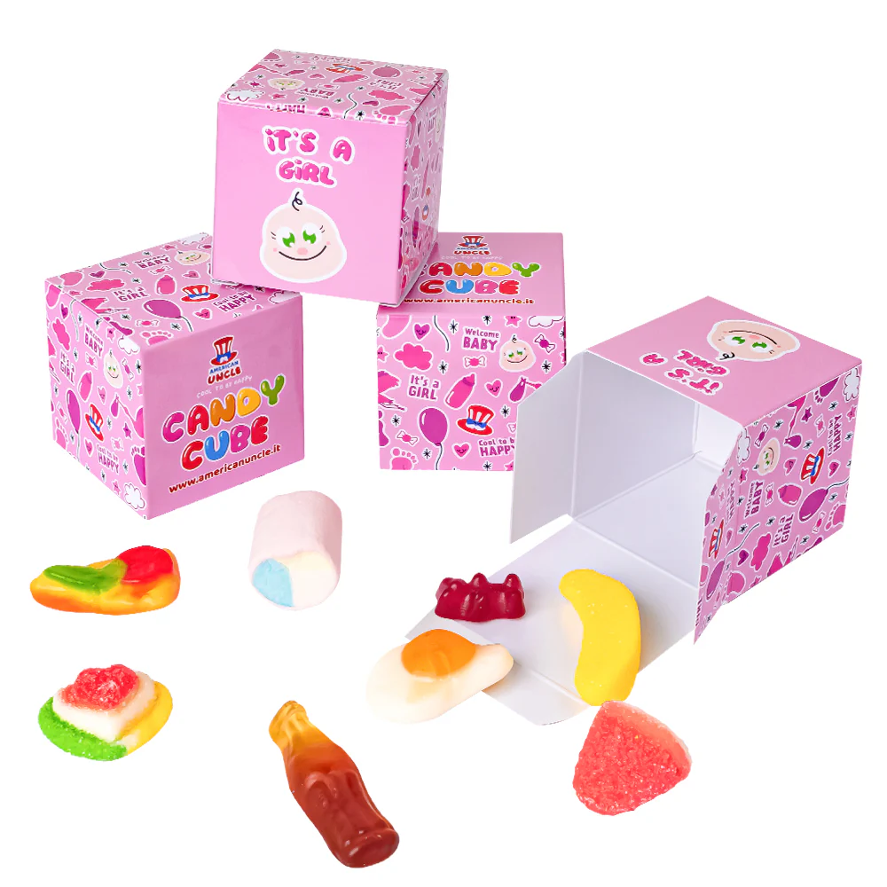 Candy Cube Kit "Party", scatoline di caramelle gommose da 50g ideali come gadget di fine festa (25, 50 o 75 pz) - Image 4