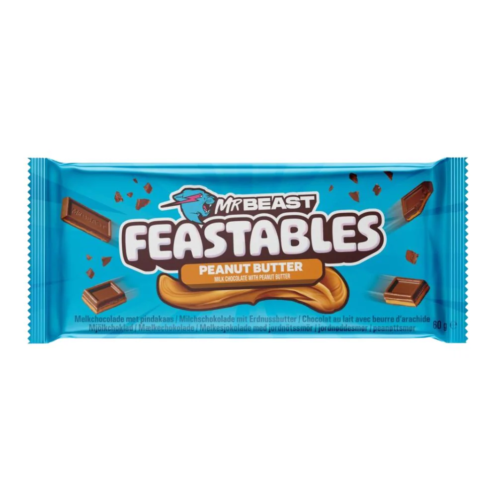 Mr Beast Feastables Peanut Butter, cioccolato al latte con burro d'arachidi da 60g