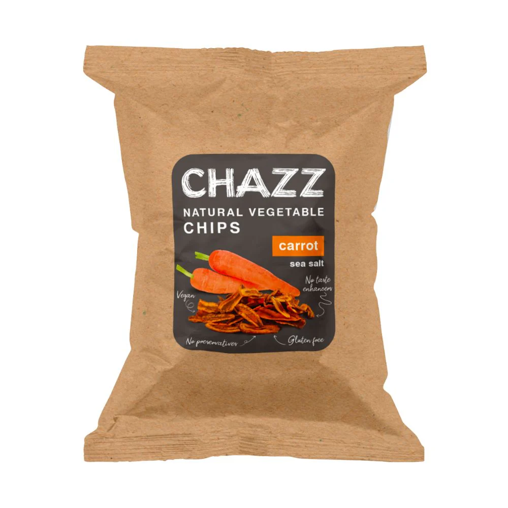 Chazz Natural Vegetable Chips Carrot Sea Salt, chips di carota salate da 50g