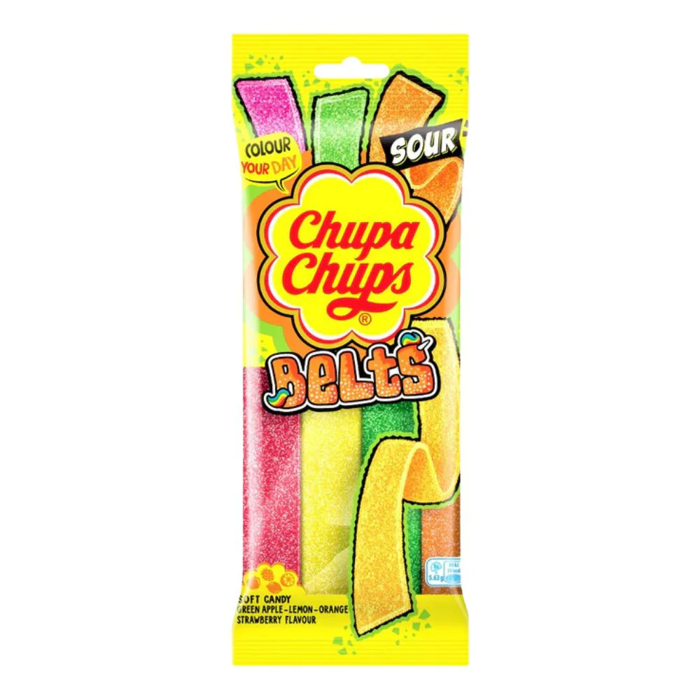 Chupa Chups Sour Belt, caramelle aspre al gusto di frutta da 90g