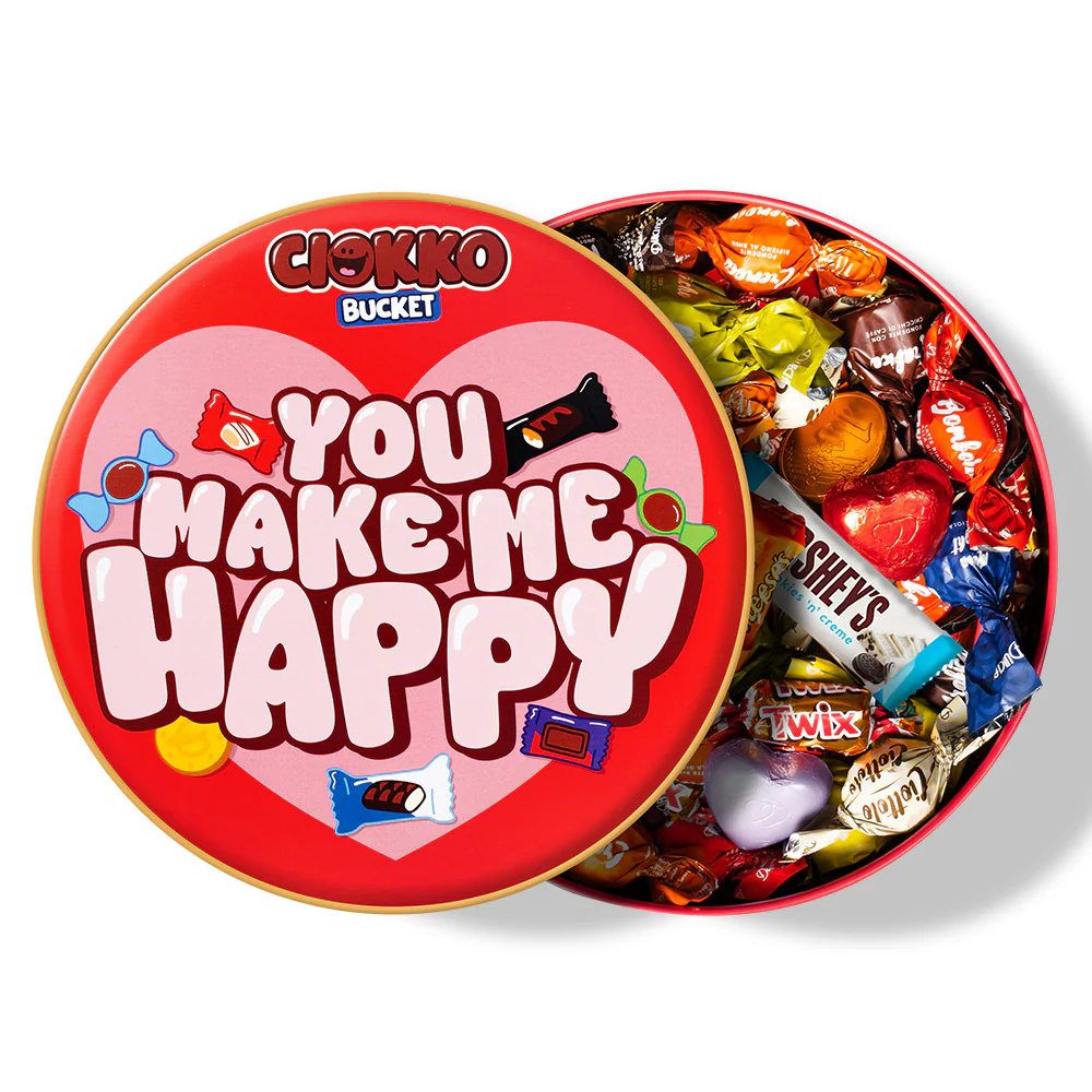 Ciokko Bucket “You make me happy”, latta di cioccolatini da 1 kg da comporre con i gusti preferiti della tua metà - Image 2