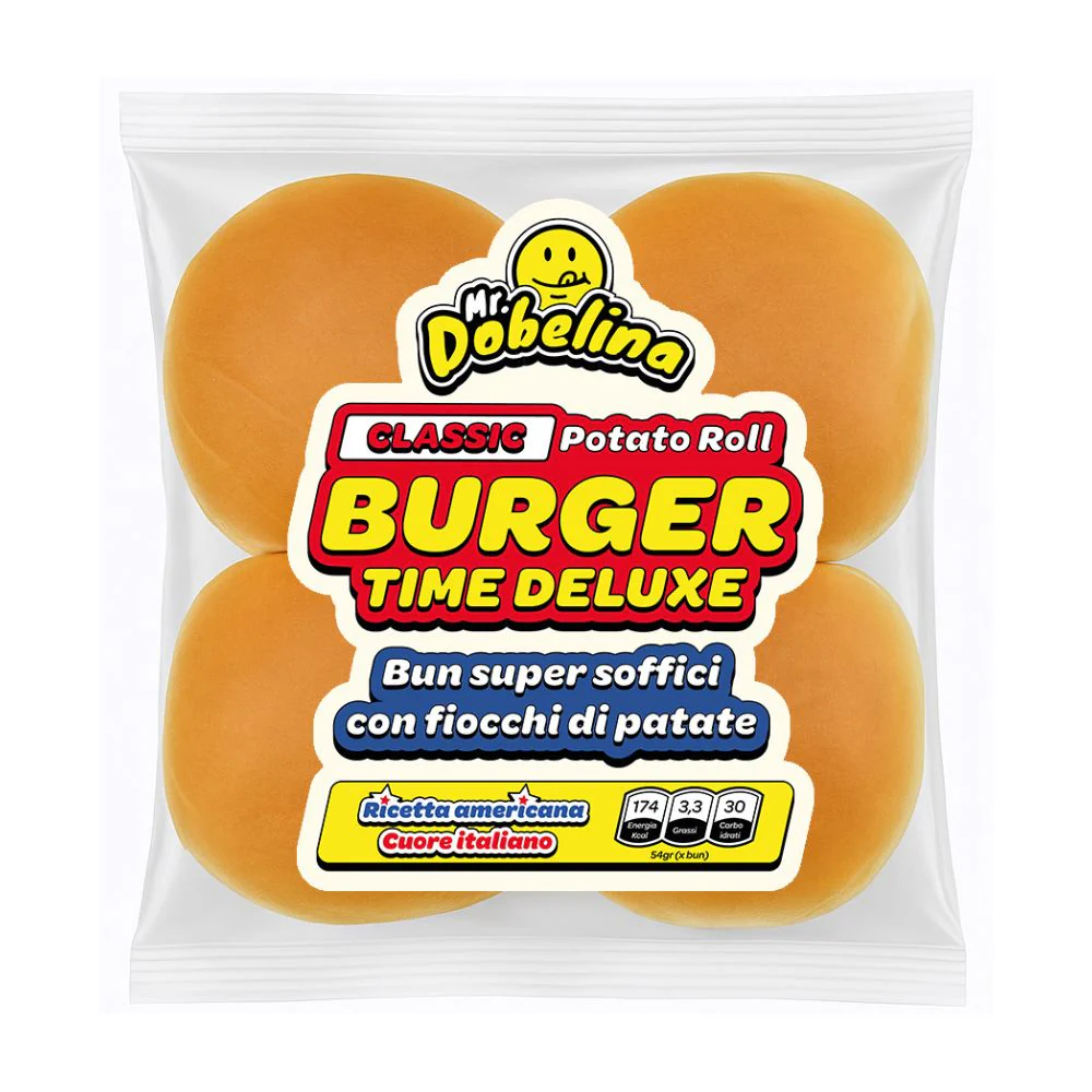 Burger Potato Roll Classic, 4 bun di patate per burger da 54g