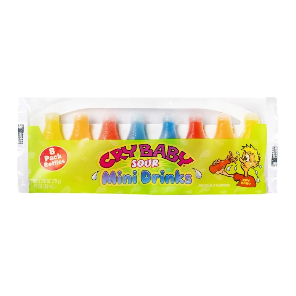 Cry Baby Sour Mini Drinks, caramelle liquide aspre al gusto di frutta da 79g