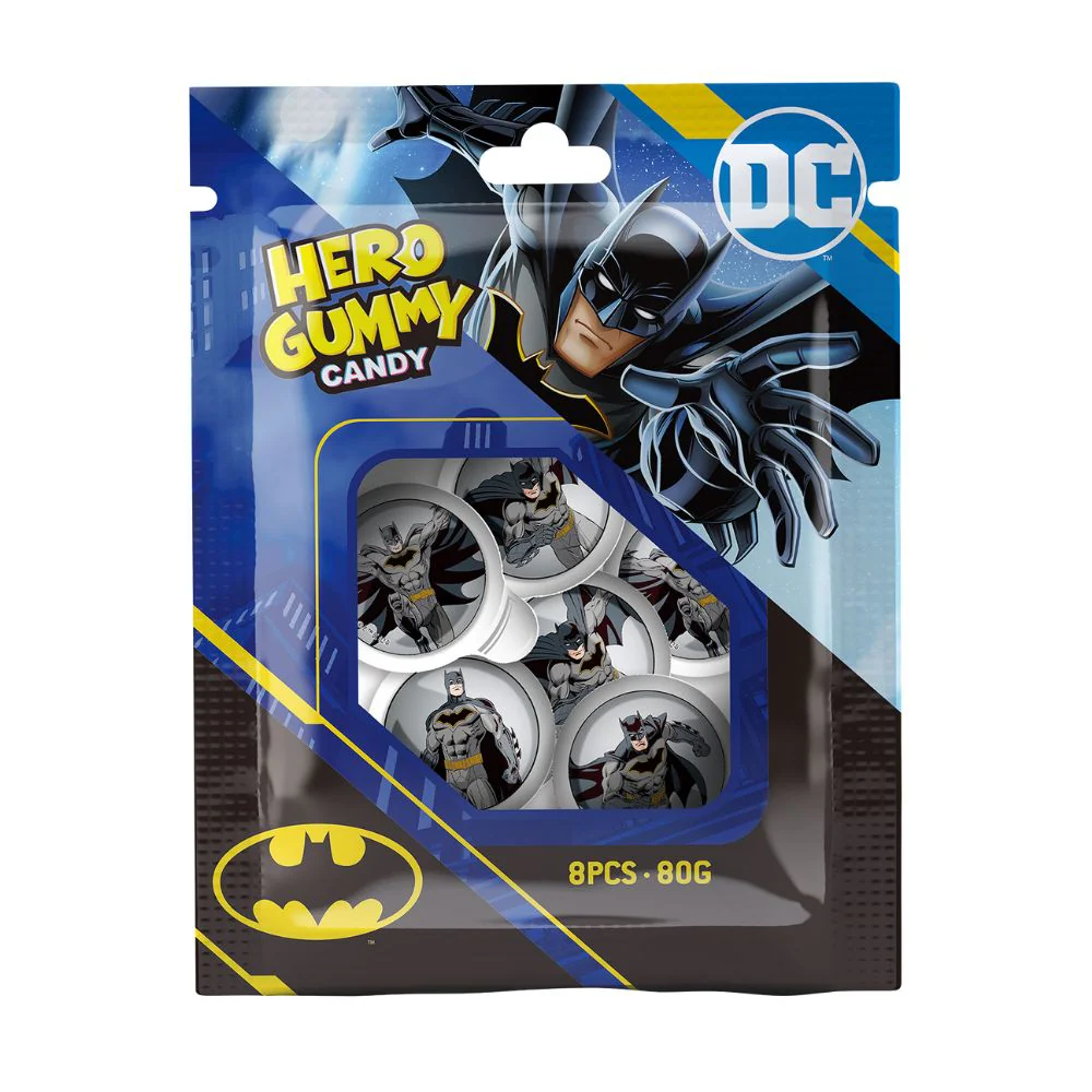 Hero Gummy Candy Batman, caramelle gommose con ripieno al gusto di mirtillo e limone da 80g