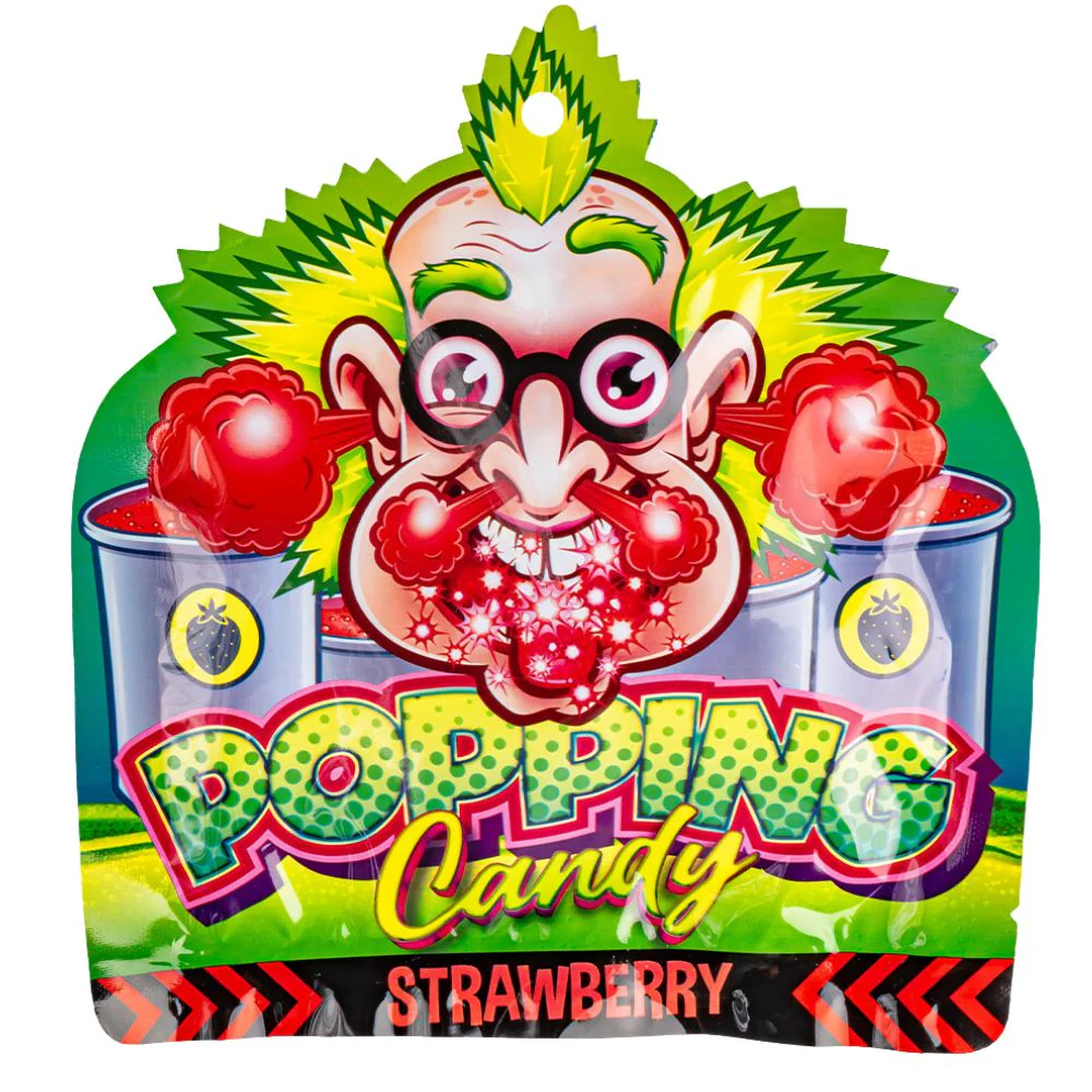 Dr. Sour Popping Candy Strawberry, caramelle scoppiettanti aspre al gusto di fragola da 15g
