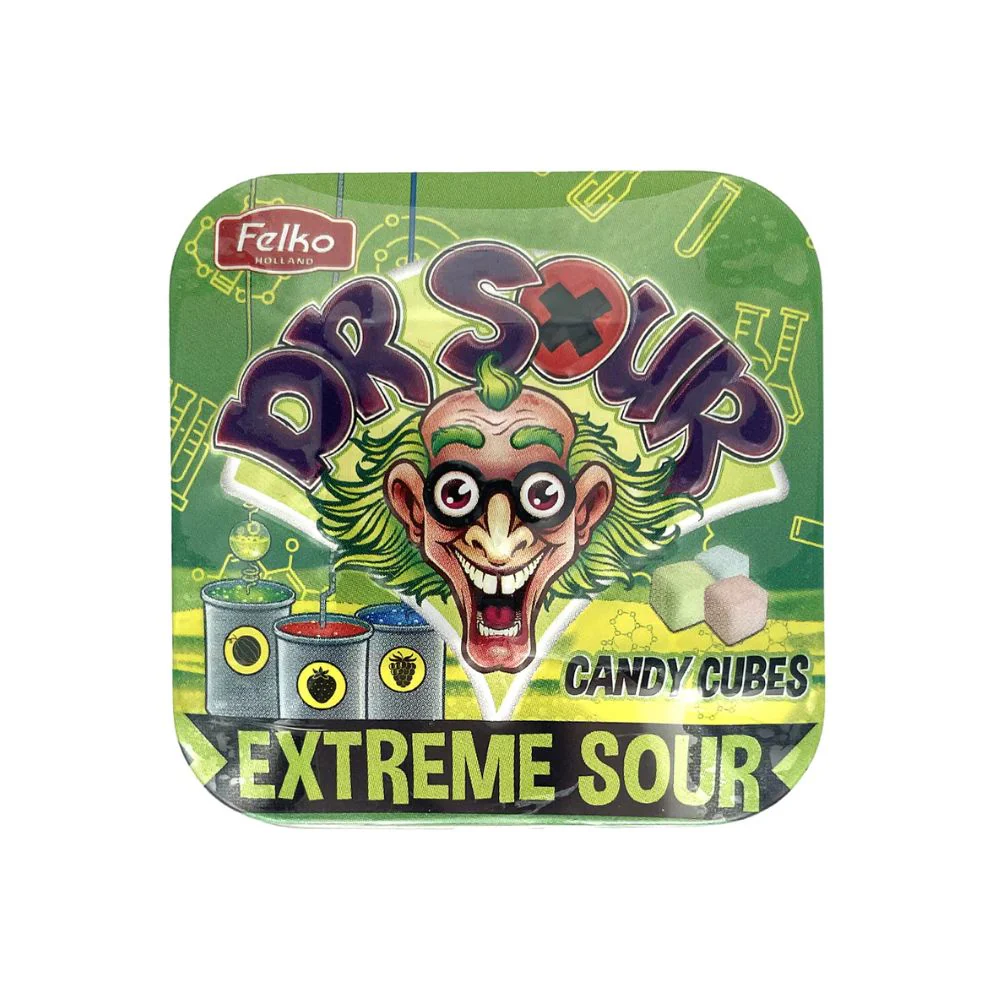 Dr. Sour Candy Cubes, caramelle al gusto di frutta da 18g