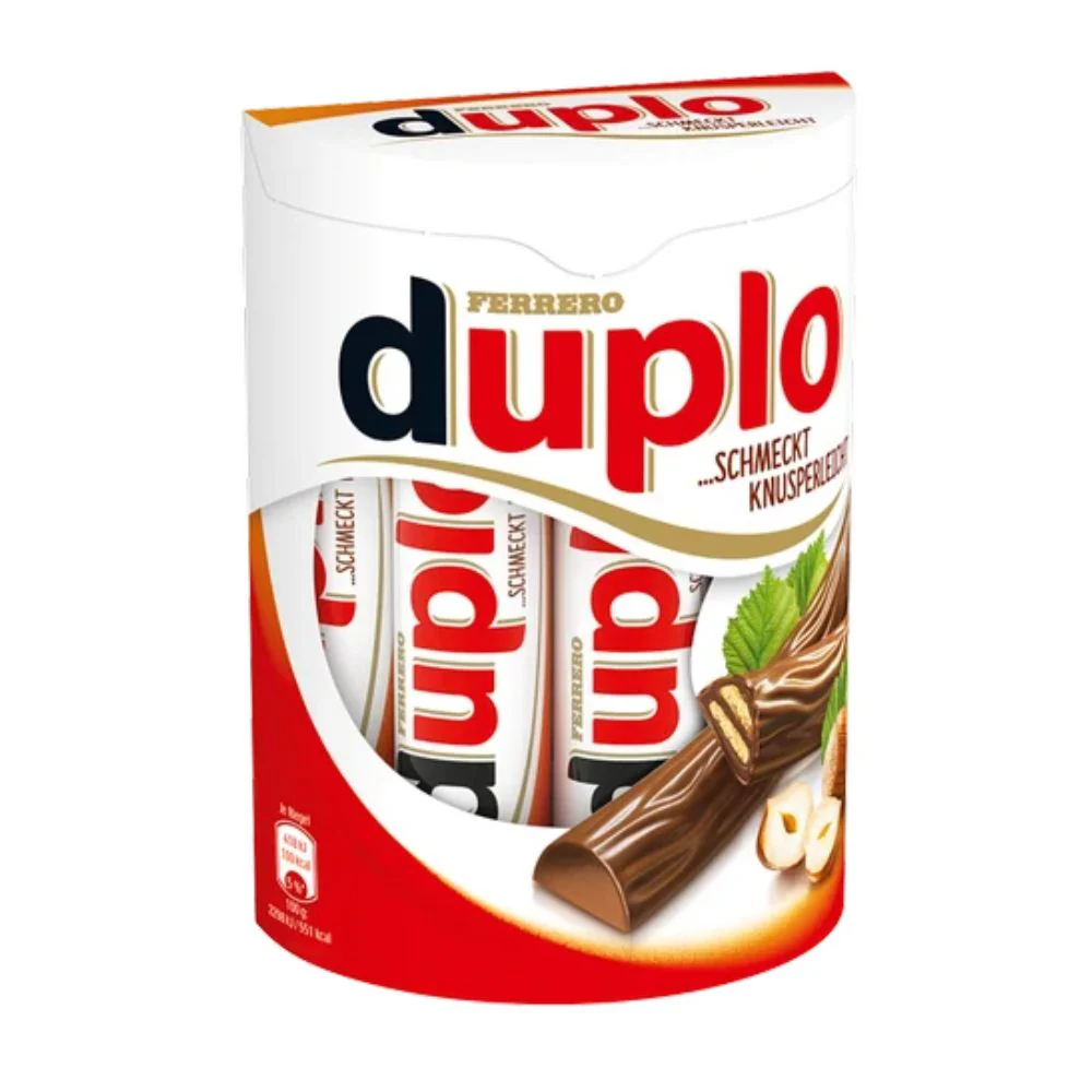 Duplo, 10 barrette al cioccolato con crema alle nocciole e wafer da 182g