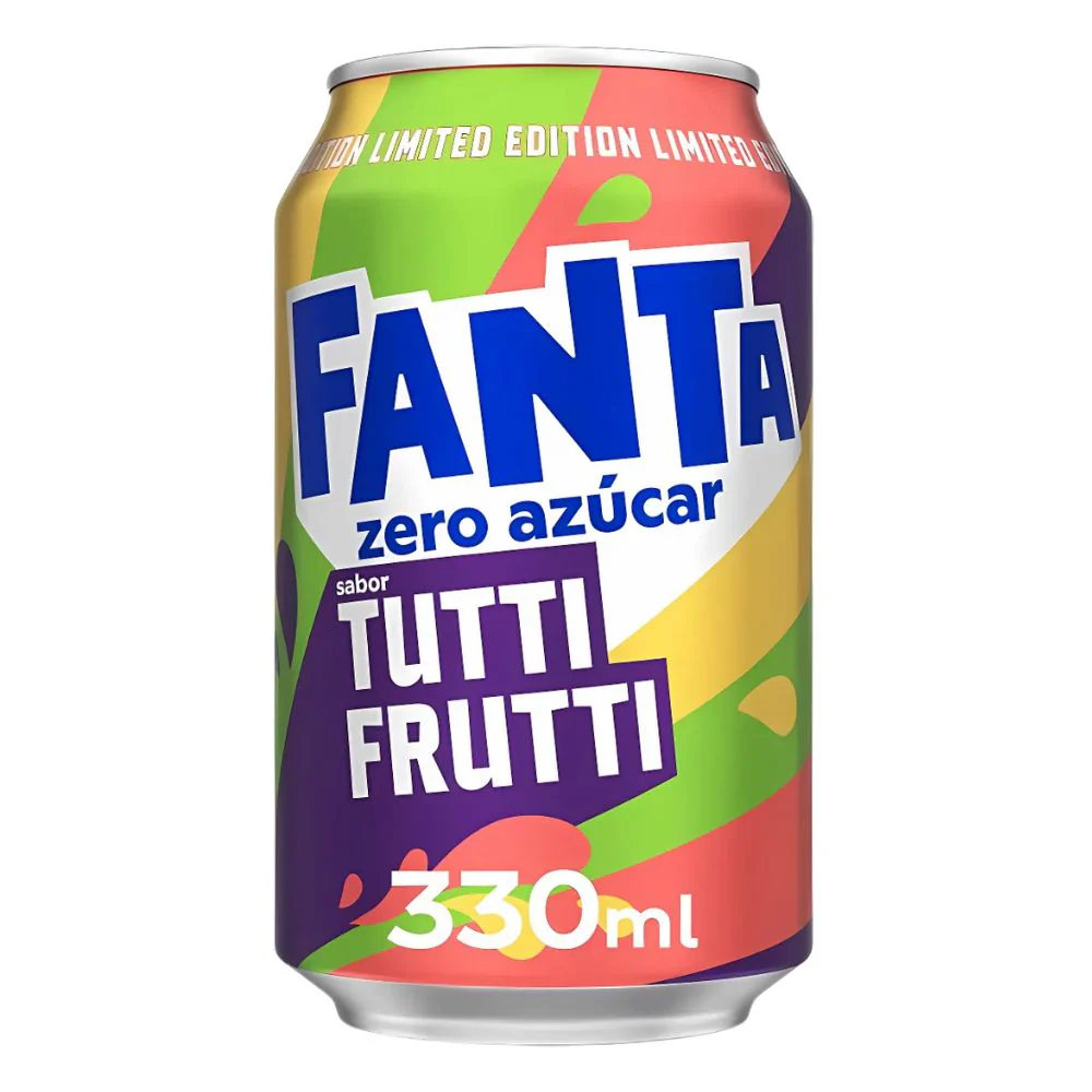 Fanta Tutti Frutti Zero Azúcar Limited Edition, bevanda analcolica al gusto tutti frutti da 330ml