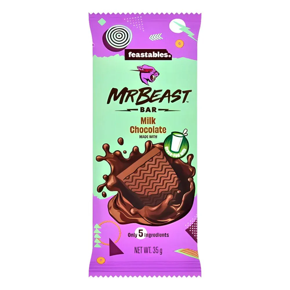 Feastables Mr Beast Milk Chocolate Bar, tavoletta di cioccolato al latte da 35g