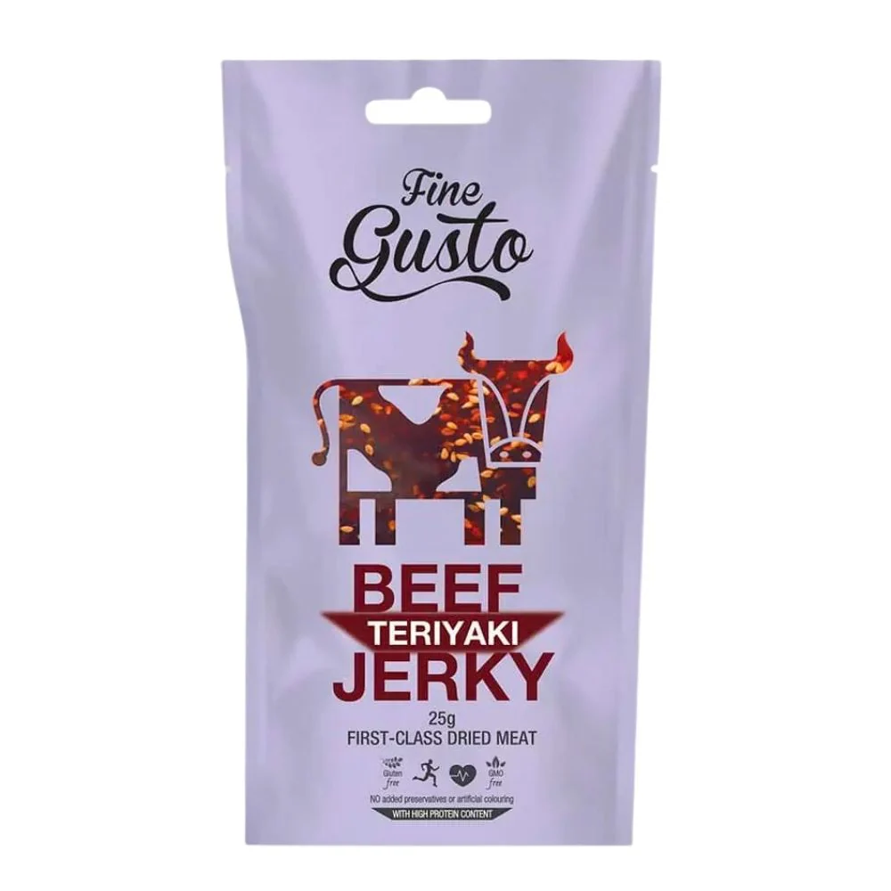 Fine Gusto Beef Jerky Teriyaki, carne secca alla salsa Teriyaki da 25g