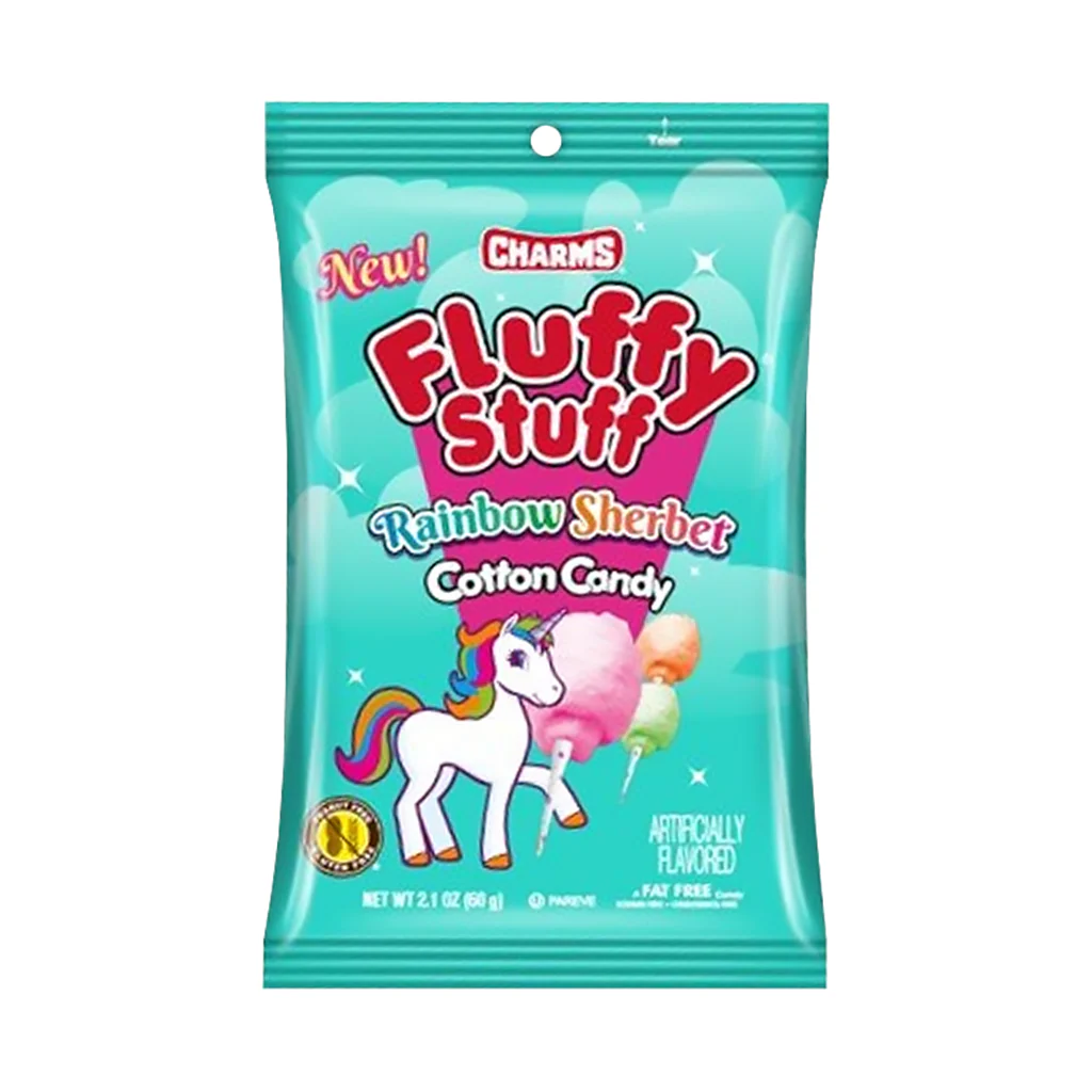 Fluffy Stuff Rainbow Sherbet Cotton Candy Bag, zucchero filato al sorbetto da 60g