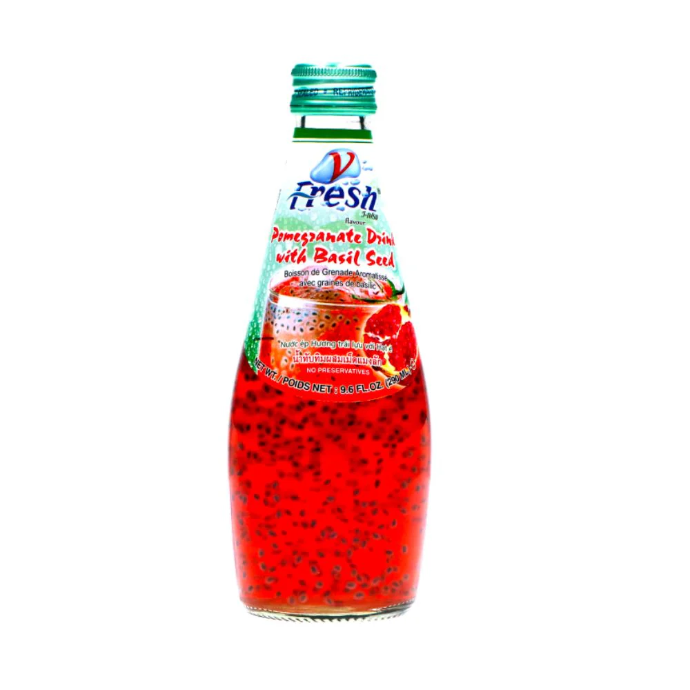 Fresh Pomegranate Drink with Basil Seed, bevanda thailandese al melograno con semi di basilico da 290ml