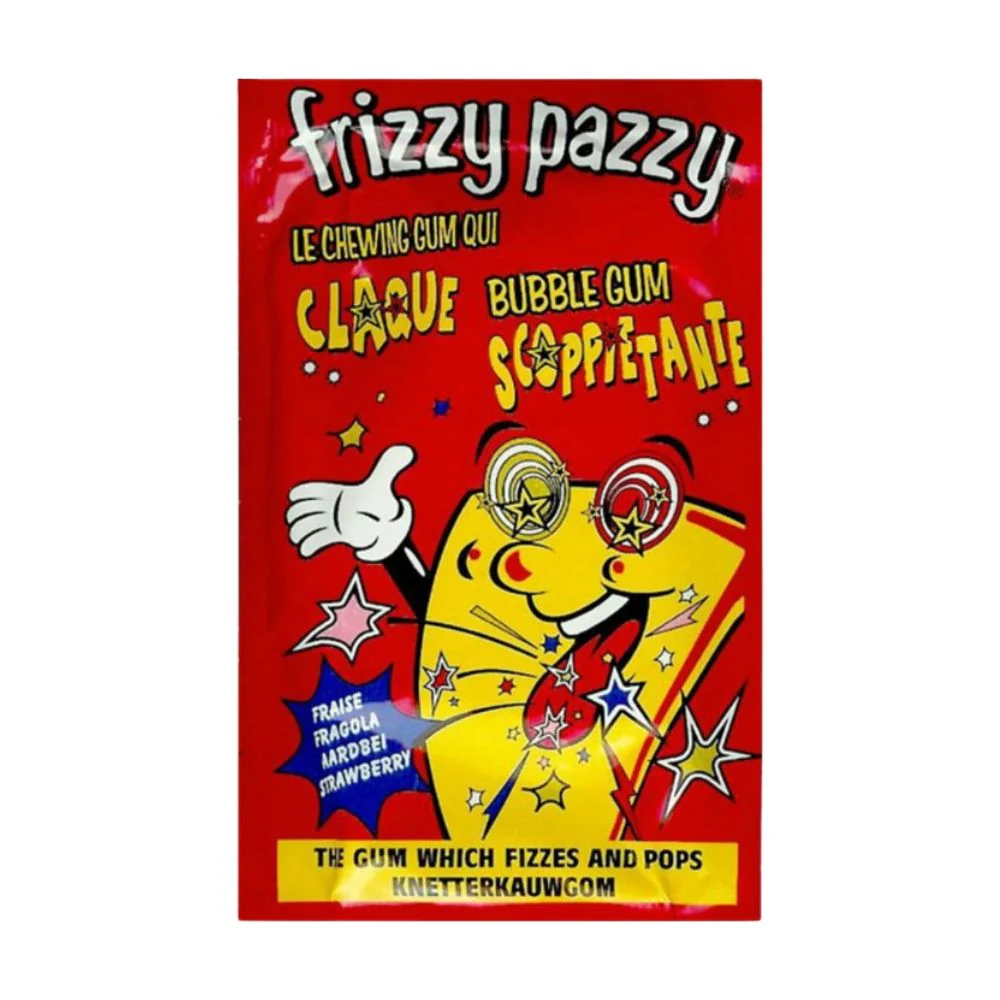 Frizzy Pazzy Bubble Gum, granella scoppiettante di gomma alla fragola da 7g