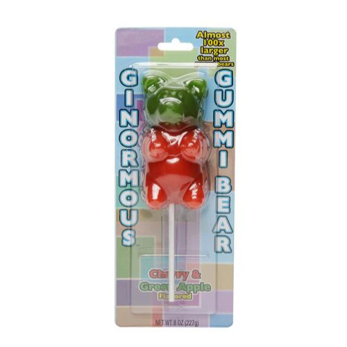 Ginormous Gummi Bear on a stick, orso gommoso gigante al gusto di mela e ciliegia da 227g