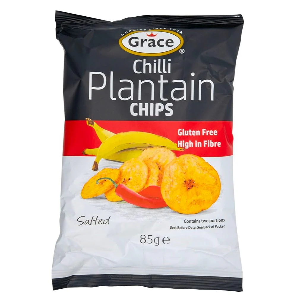 Grace Chilli Plantain Chips, chips di platano al chilli da 85g
