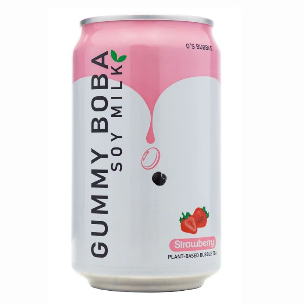 Gummy Boba Soy Milk Strawberry, bevanda alla soia al gusto di fragola da 315ml