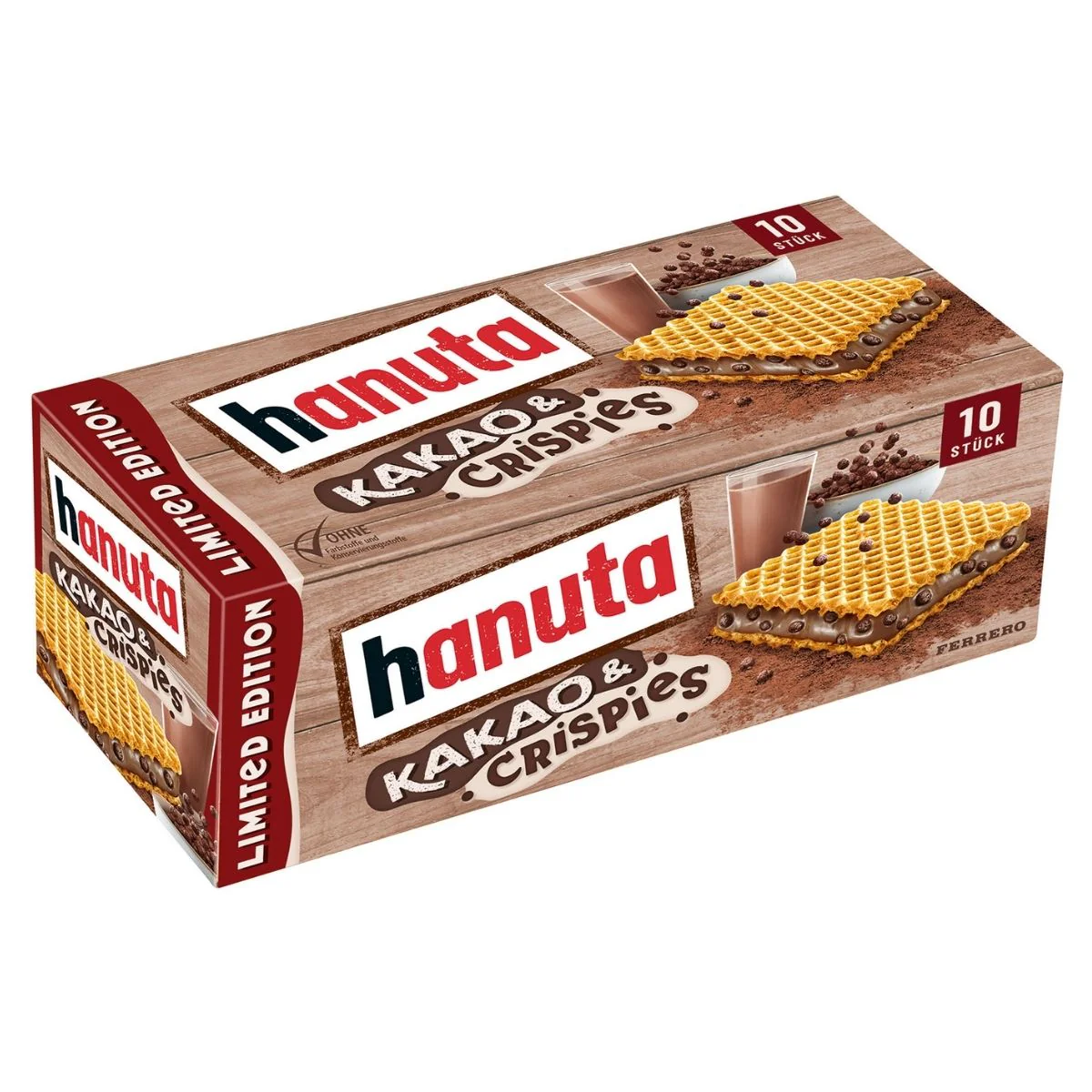Hanuta Kakao & Crispies, confezione da 10 wafer con cioccolato al latte e pezzi di biscotto da 220g