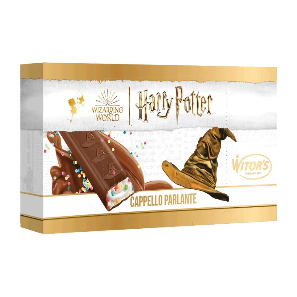 Harry Potter Mini Choco Bar Sorting Hat, barretta di cioccolato al latte con cremoso ripieno al latte e popping candy da 100g