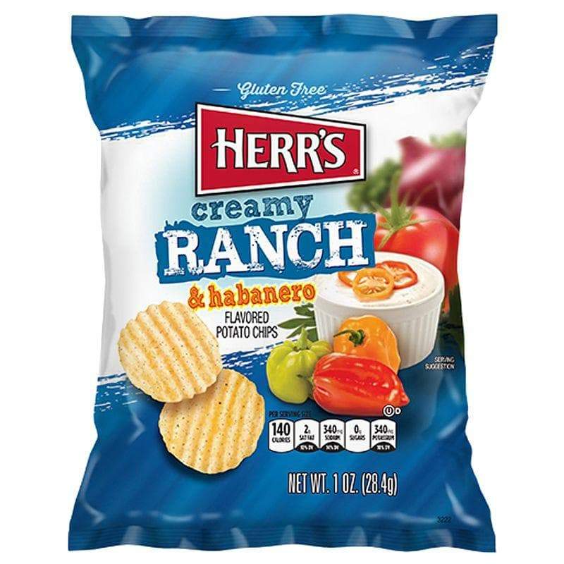 Herr's Creamy Ranch and Habanero Potato Chips, patatine piccanti alla salsa ranch da 28g