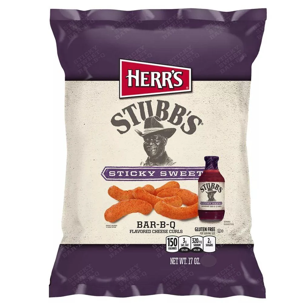 Herr's Stubb's Sticky Sweet BBQ Curl, patatine alla salsa barbecue dolce Stubb’s da 170.1g