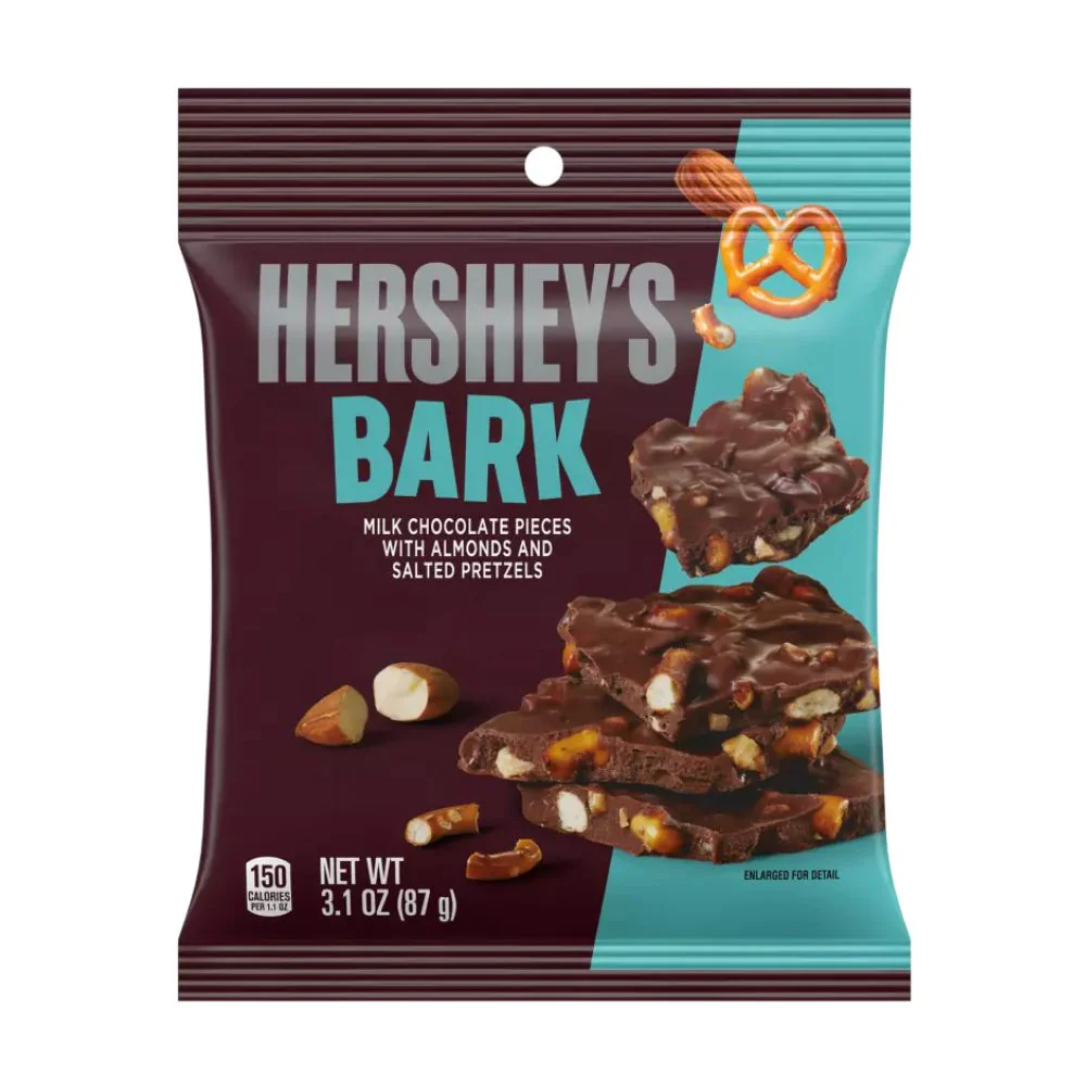 Hershey's Bark, cioccolato al latte con pezzi di mandorle e pretzels salati da 87g
