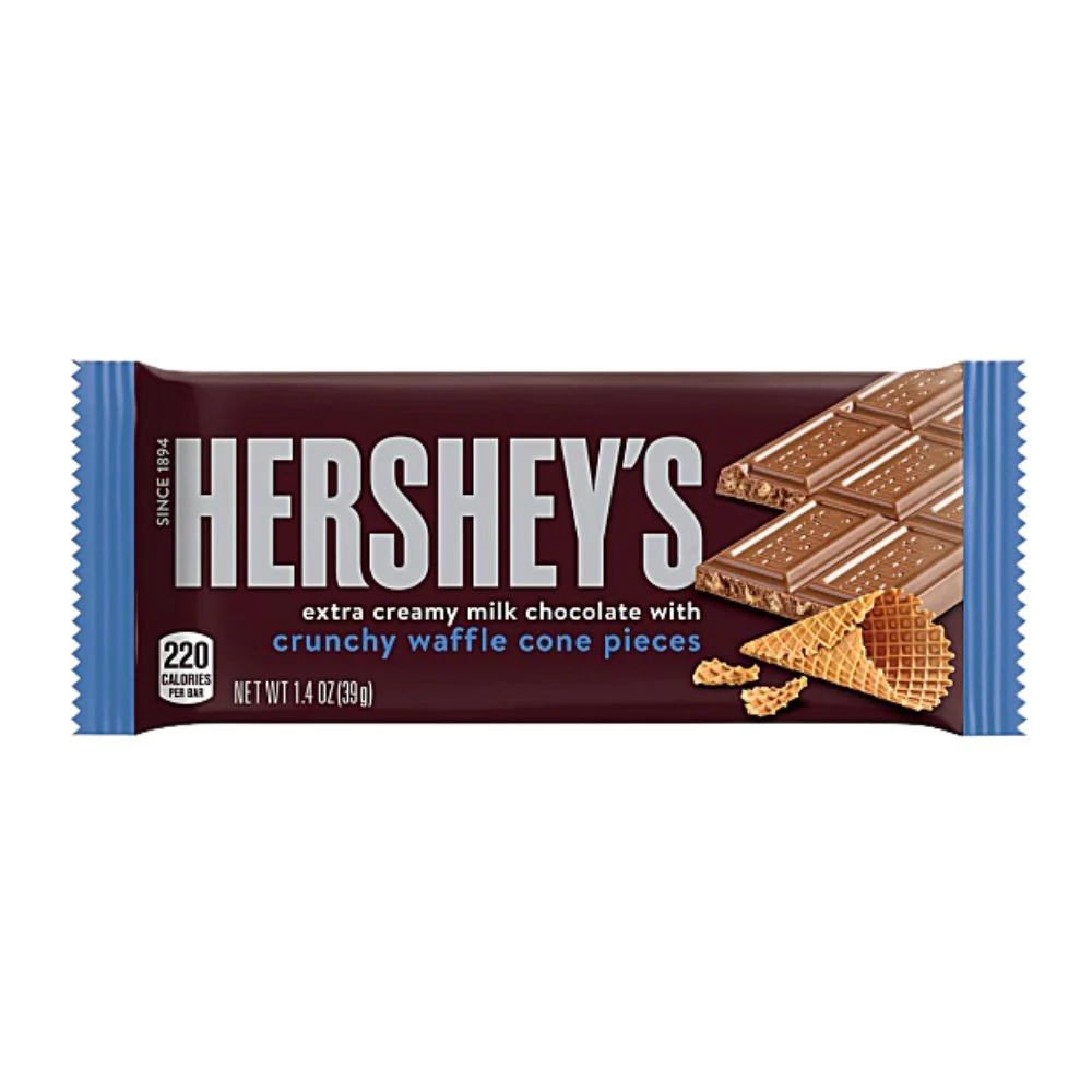 Hershey's Extra Creamy Milk Chocolate With Crunchy Waffle, tavoletta di cioccolato con pezzi di waffle da 39g
