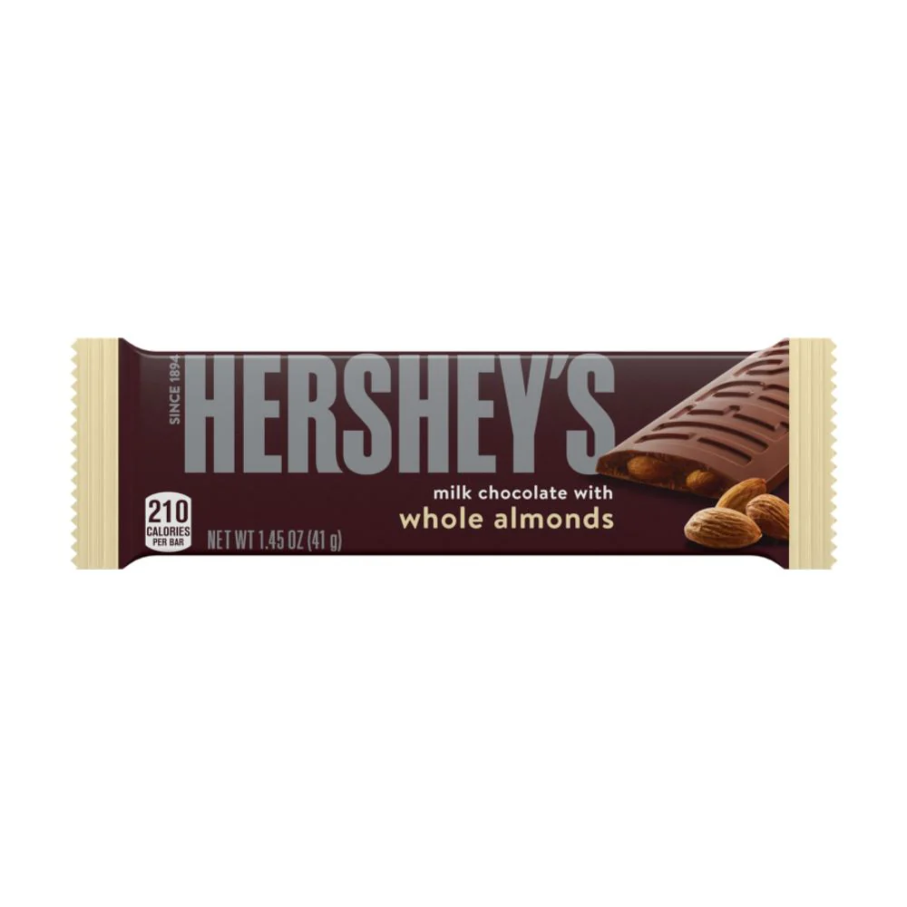 Hershey's Milk Chocolate with Almond, barretta al cioccolato con mandorle intere da 41g