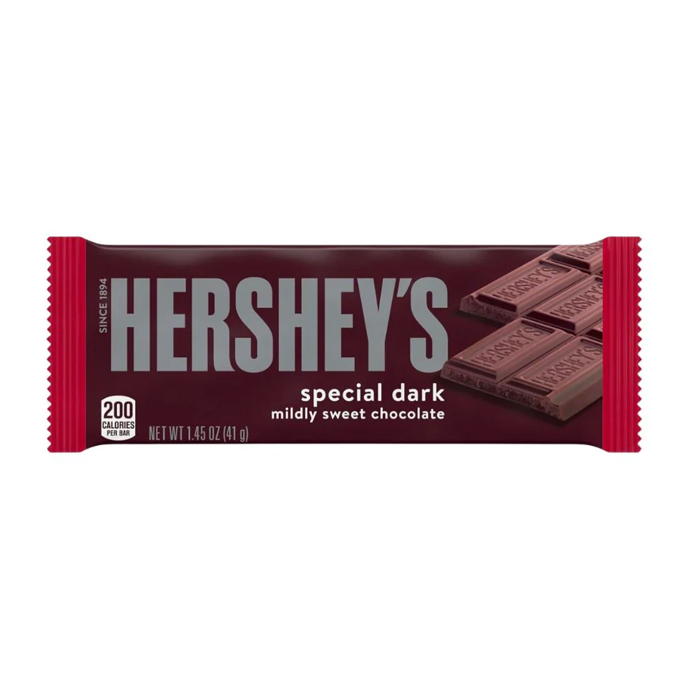 Hershey's Special Dark Midly Sweet Chocolate, barretta di cioccolato semi dolce da 41g