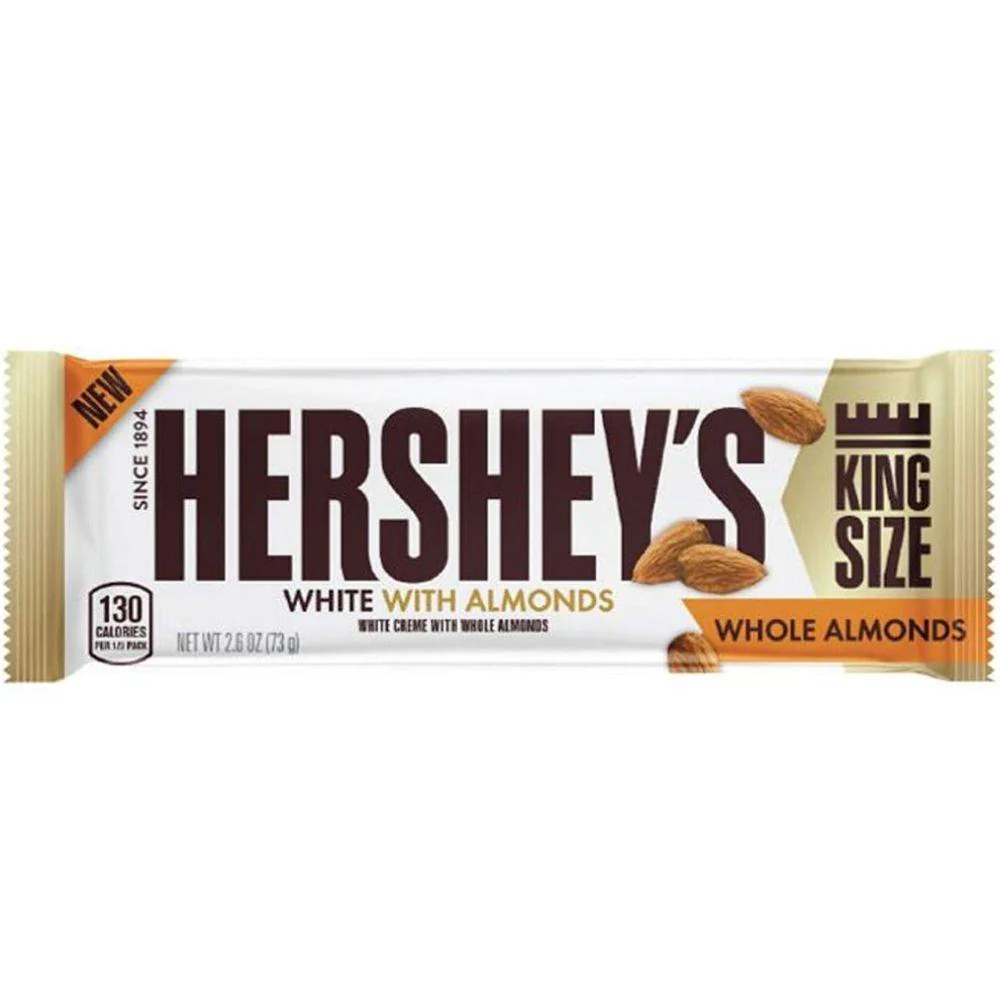 Hershey's White Creme With Almond King, barretta di cioccolato bianco e mandorle da 73g