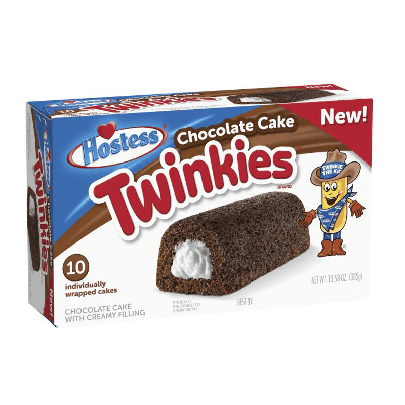 Hostess Twinkies Chocolate Cake, merendine al cioccolato ripiene con crema nel formato da 10 pezzi