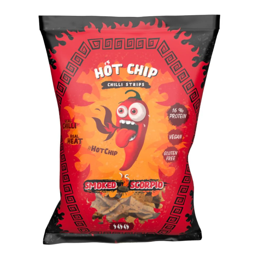 Hot Chip Chilli Strips Smokerd Scropio, snack al peperoncino scorpion da 80g