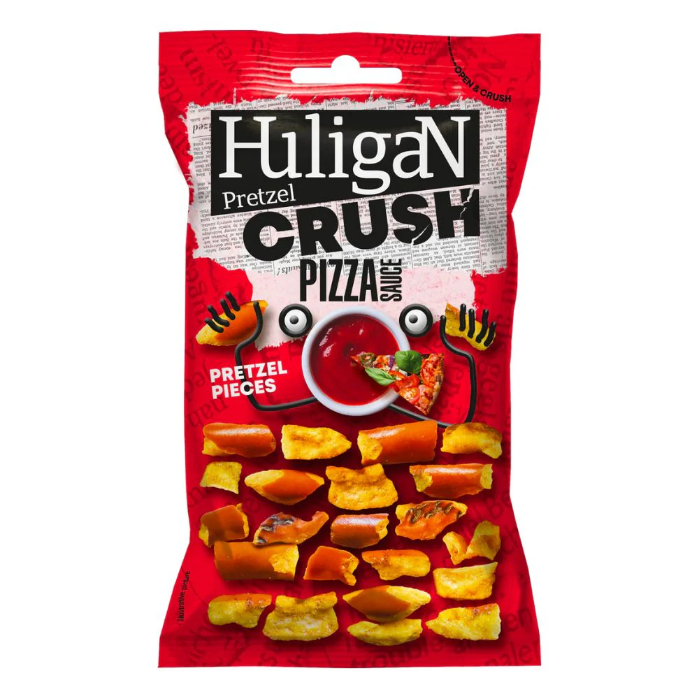 Huligan Pretzel Crush Pizza Sauce, pretzel alla pizza da 65g