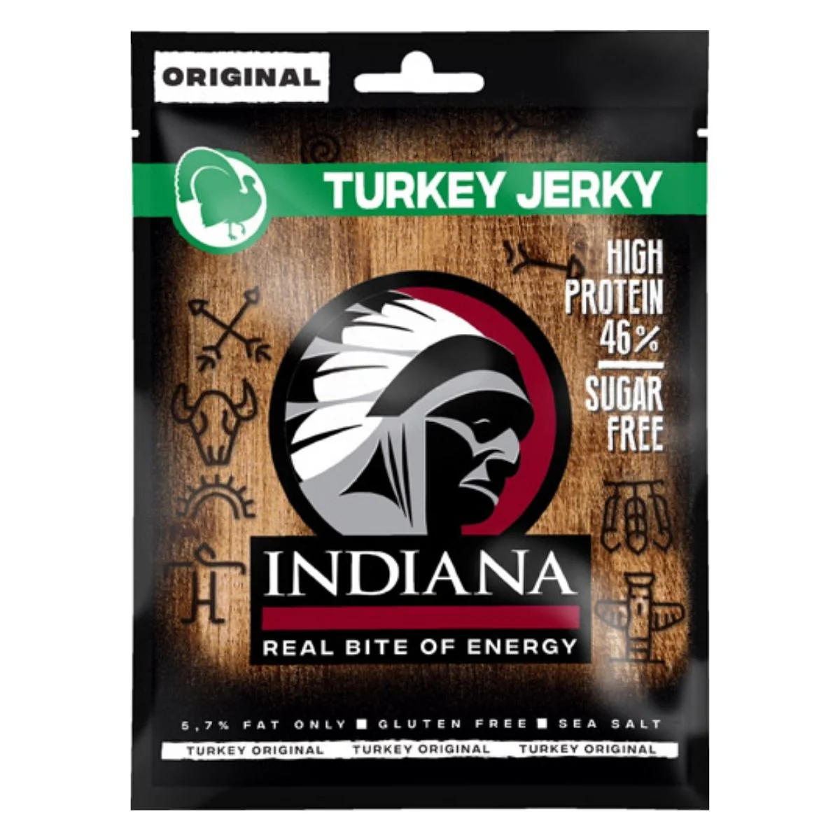 Indiana Turkey Jerky, carne essiccata di tacchino essiccata da 25g