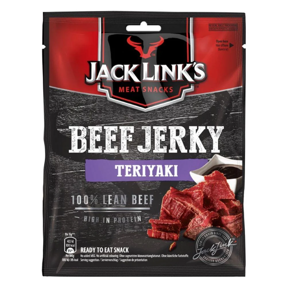 Jack Link's Beef Jerky Teriyaki da 70g, carne essiccata all'aroma di salsa teriyaki