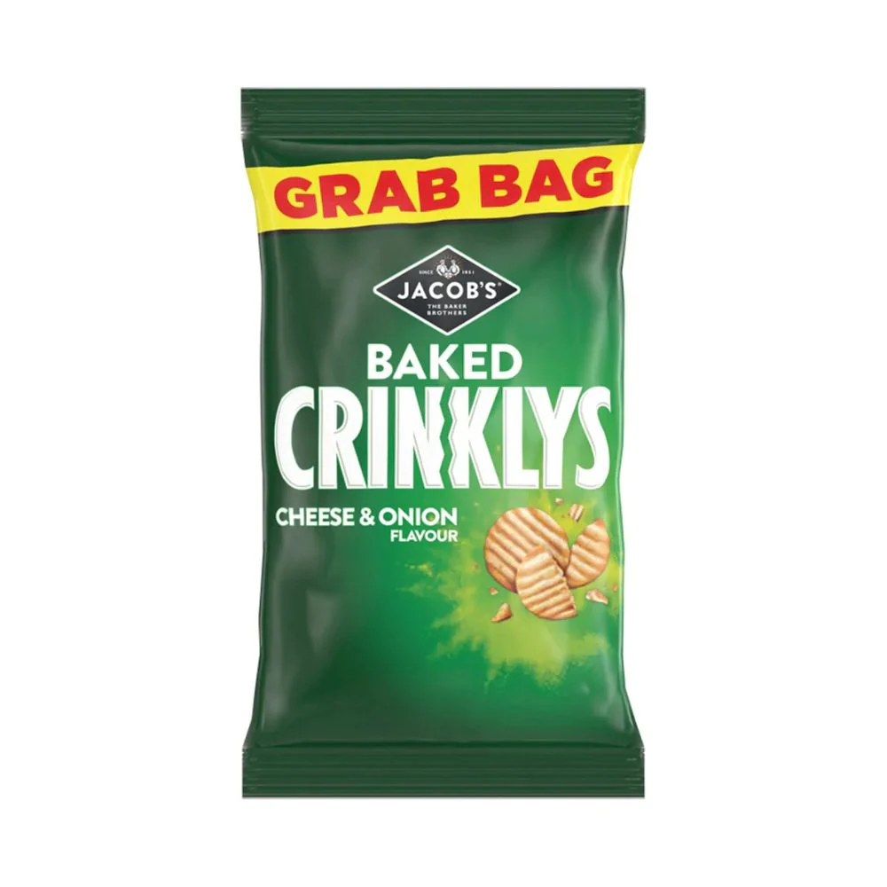 Jacob's Baked Crinklys Cheese&Onion Flavor, patatine al gusto di cipolla e formaggio da 45g