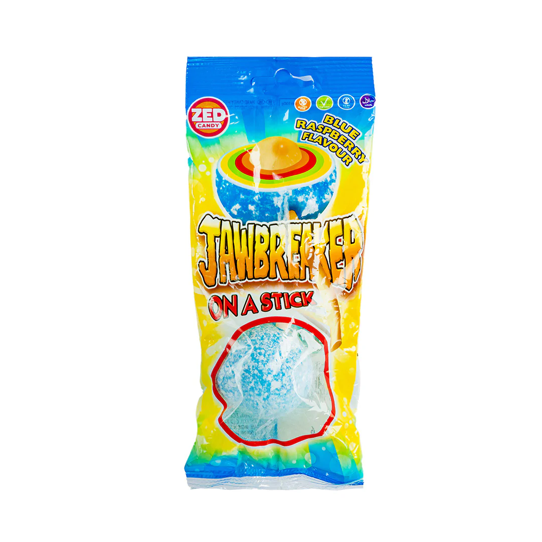 Jawbreaker On a Stick Blue Razz,  lecca lecca gigante al gusto lampone con gomma da masticare al centro