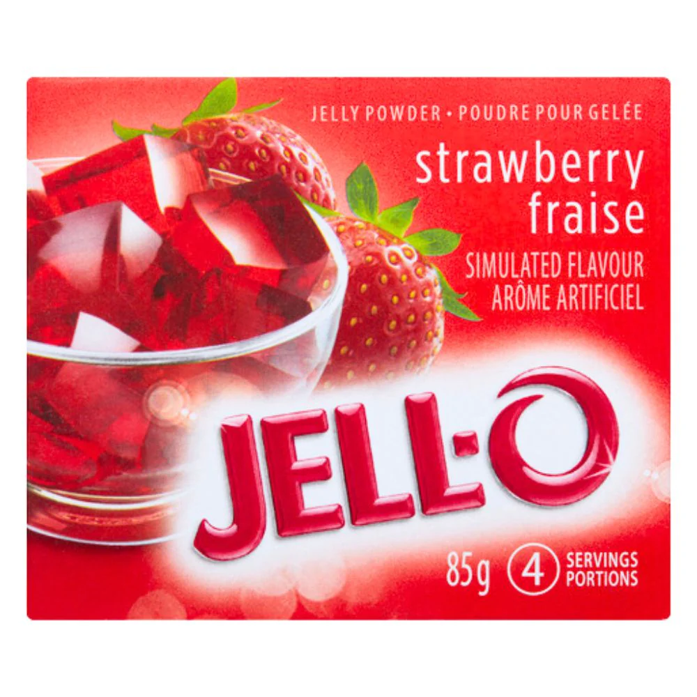 Jell-O Strawberry, preparato per gelatina dolce alla fragola da 85g