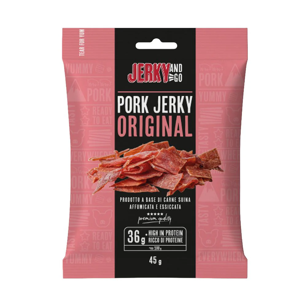 Jerky and Go Pork Jerky Original, carne secca di maiale da 45g