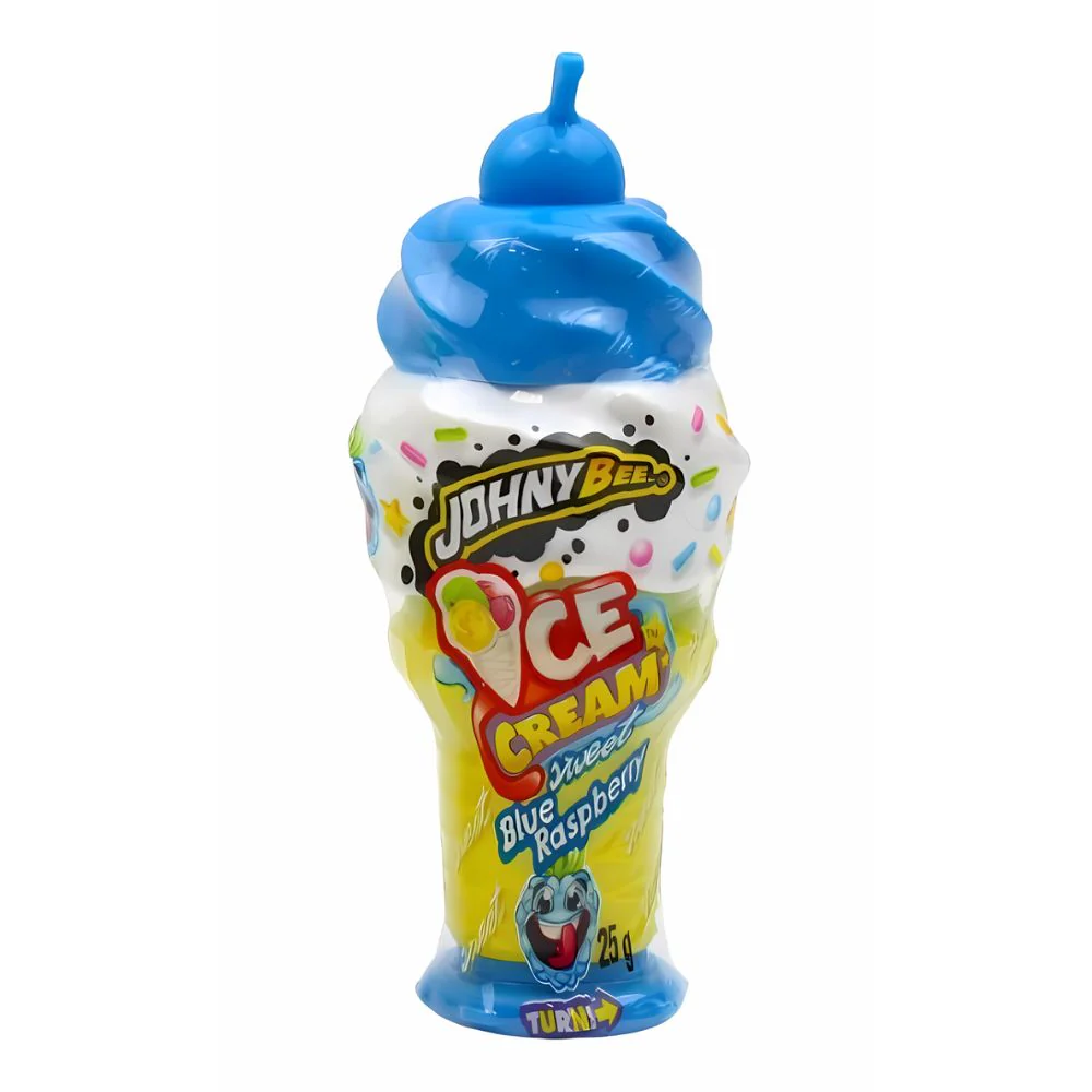 Johny Bee Blue Raspberry Ice Cream Squeeze Gel, caramella al gusto di lampone blu da 25g