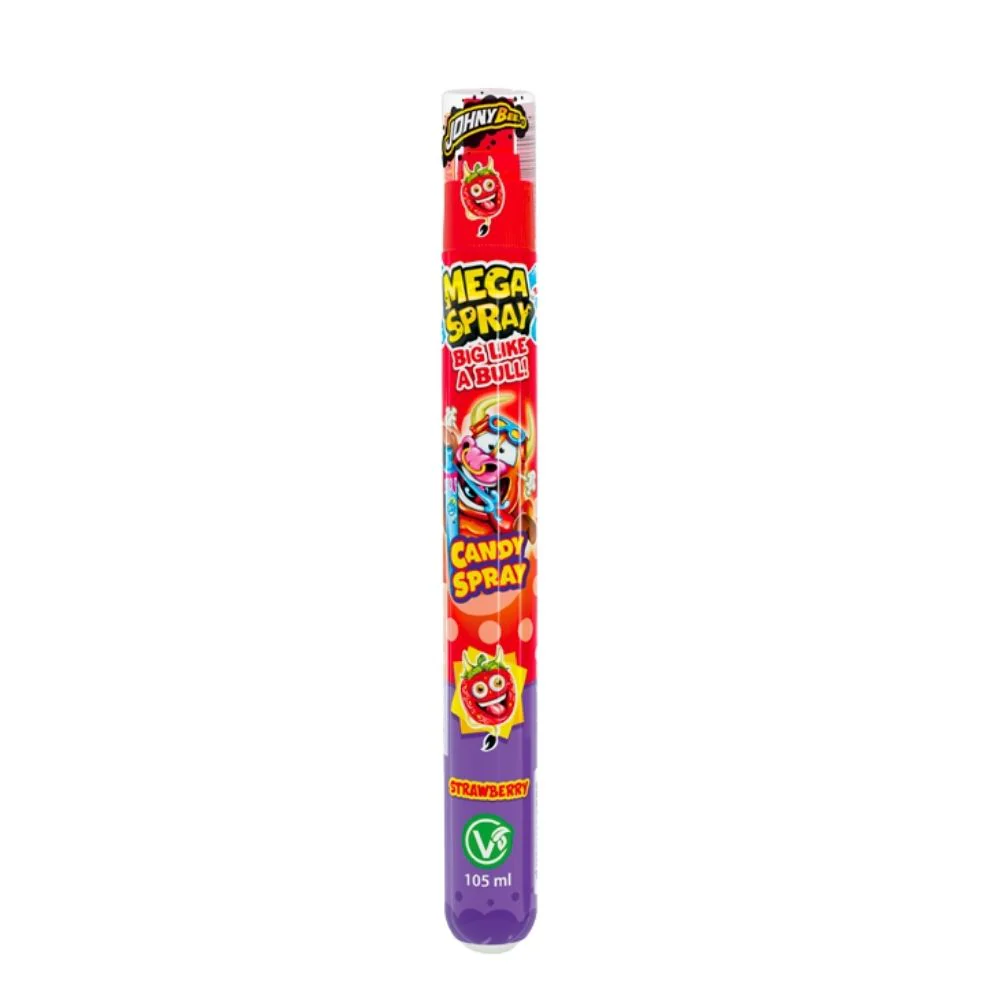 Johny Bee Mega Spray Big Like a Bull! Strawberry, caramelle liquide in spray alla fragola da 105ml