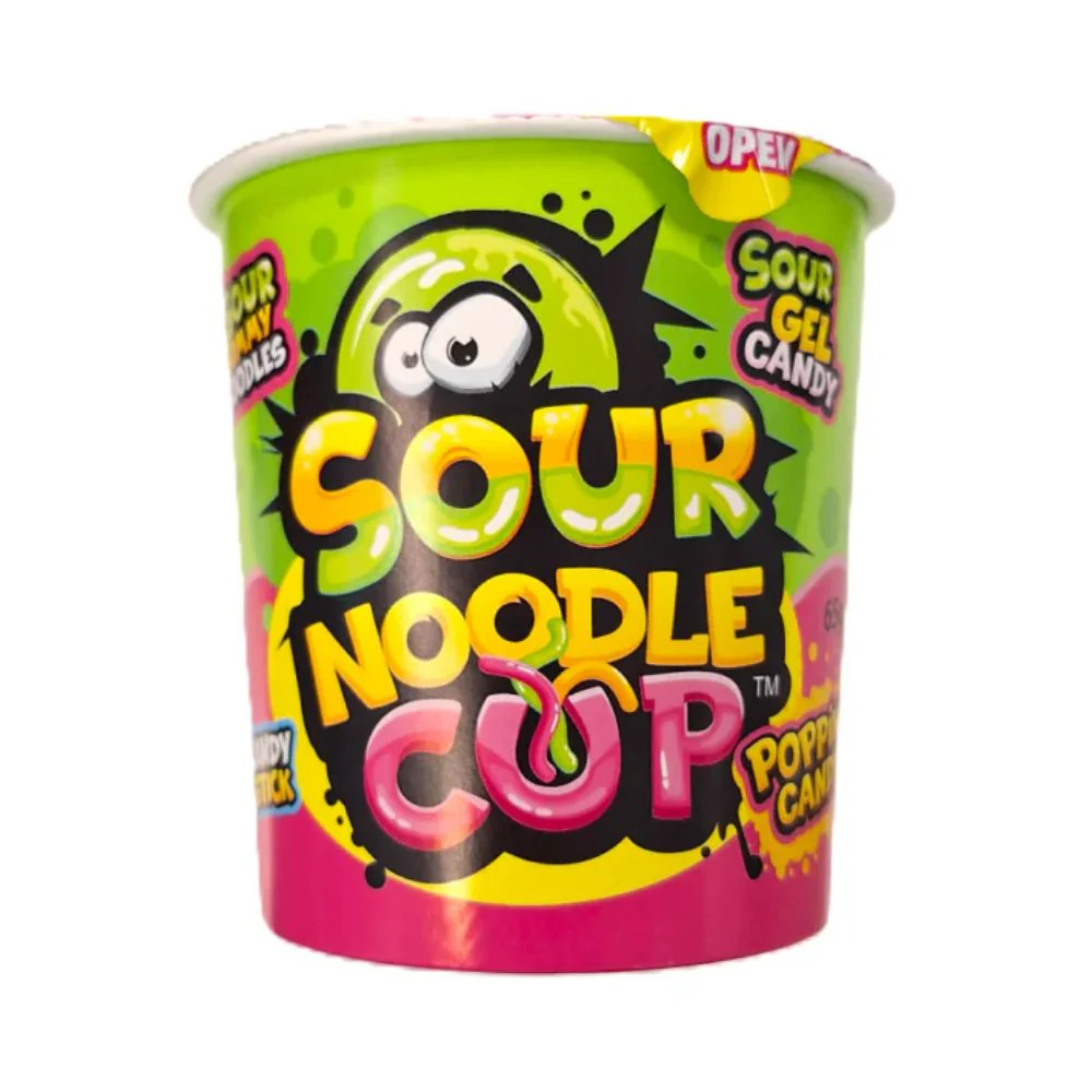 Johny Bee Candy Sour Noodle Cup, caramelle gommose aspre a forma di noodle da 65g
